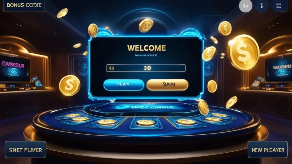 New player entering a bonus code in a slot game lobby